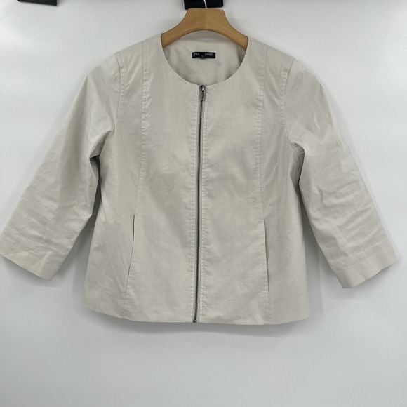 EILEEN FISHER‎ Nylon & Silk Lined Women's Size Petite Small Beige Jacket (scuff) - Picture 1 of 10